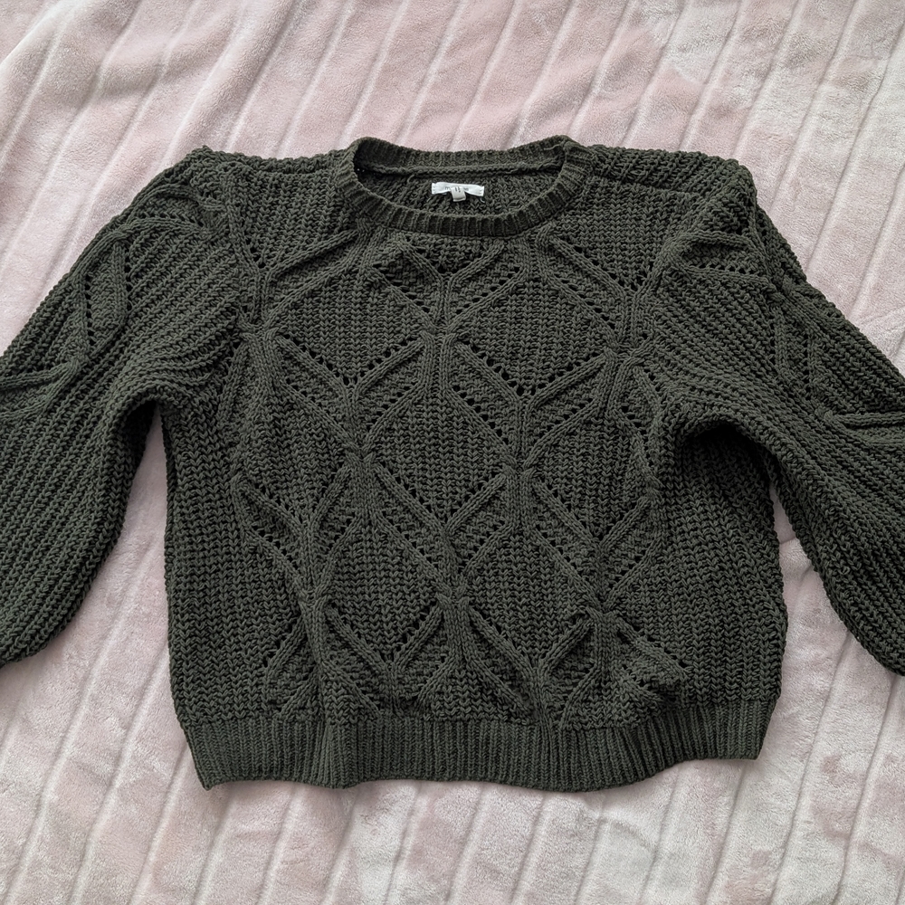 Maurices Olive Green Cable Crew Neck Sweater
